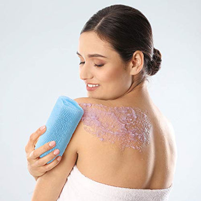 Boao 4 Pieces Exfoliating Washcloth Towel Japanese Washcloth African Sponge Skin Bath Wash Towel Korean Loofah Bath Cloth Shower for Body 35 Inches (Multicolor)