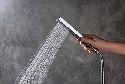 Cascada Digital 12” Wall Mounted Shower System with Single Handle & LCD Display, 3 Functions (Rainfall, Body jets & Handheld) (Brushed Gold) - color: Brushed Gold
