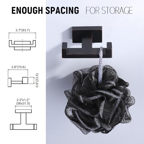 Double Bathroom Towel Hook for Wall Mounted - Oil Rubbed Bronze Modern Towel Holder - Heavy Duty Coat Robe Hooks for Wall - Stainless Steel Shower Towel Hanger - color: Oil Rubbed Bronze