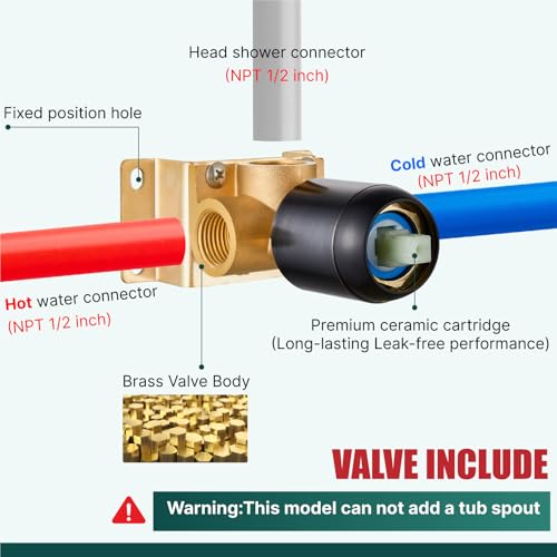 Heyalan 8 Inch Square Rain Shower Faucet Set with Valve, Oil Rubbed Bronze | Female-thread 1/2-inch NPT connections, SUS304 shower head, brass rough-in valve, single-handle control Shower Set - color: Bronze, size: 8 Inch Square Shower Head