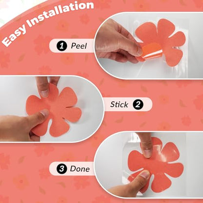 S&X Non Slip Bathtub Stickers,Pack of 12 PCS Lucky Flower Shower Floor Non Slip Stickers –Comfortable Grip On Slipper Surfaces - size: Flower
