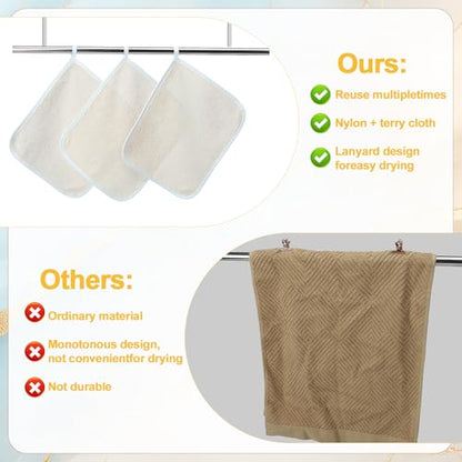 9 Pcs Nylon Exfoliating Wash Cloths Set 8.7 x 10.2 Inch | Soft Dual Sided Body Face Towels Kitchen Dish Scrubber Reusable Bath Spa Towel for Women Men Travel - color: White, size: Small