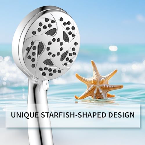 Hand Held Shower Head, High Pressure 6 Spray Mode Handheld Showerhead, Chrome Shower Head with 59 Inch Stainless Steel Hose and Adjustable Bracket - color: Chrome-3.94 Inch