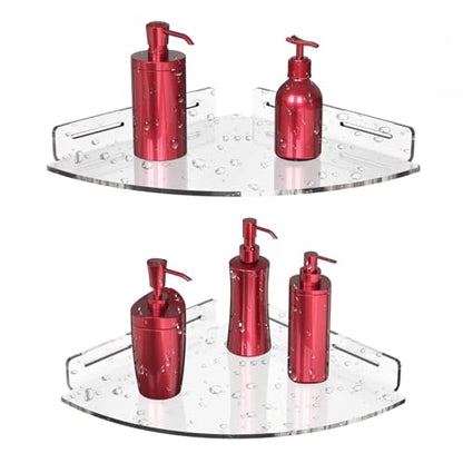 Floating Corner Shelf, Acrylic Clear Corner Shower Organizer Wall Mounted Storage Rack for Bathroom Kitchen Dorm Toilet
