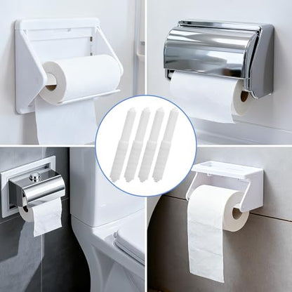 4 Pcs Spring Loaded Toilet Paper Holder,Tissue Holder for Toilet | Plastic Toilet Tissue Roll Holder Insert,White Toilet Paper Holder Replacement Rod For Toilet or Bathroom Fixture