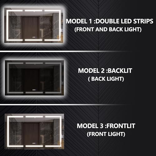 Luxury LED Lighted Medicine Cabinet with Mirror Dimmable, Defogging, 48 inch Commercial Medicine Cabinet, Outlets for Apartments, Hotel, Wide Open - size: 48"W x 36"H