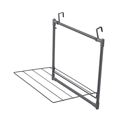 Household Essentials Metal Expandable Over the Door Drying Rack, Gray