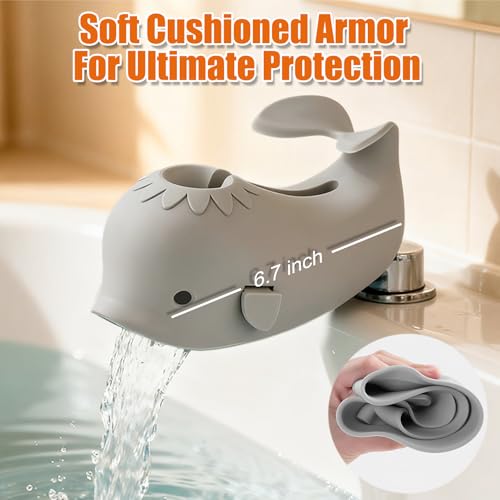 Skyroku Toddler Faucet Extender & Blue Bathtub Spout Cover, Sink Extender with Temperature Sensor for Bathroom Sinks, Kitchen, Bathtubs, Bundle and Save! (BrownGrey) - color: BrownGrey