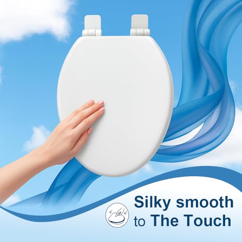 Toilet Seat, Slow Close, Soft Touch, Ultra-Smooth Matte Finish (No Orange-Peel Texture), Premium Moulded Wood, Quick Release, White, PIKLiDS (Elongated) - size: Elongated