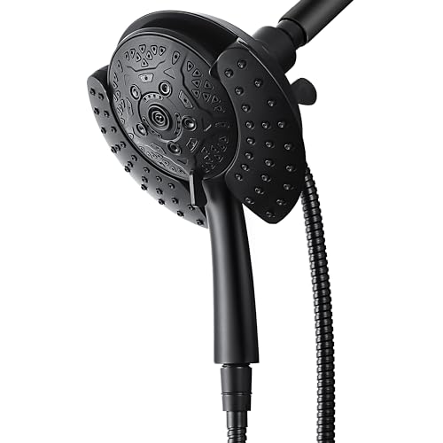 2 in 1 Shower Head with Handheld Combo High Pressure Black 2.5 GPM | 7.2" Rain Showerhead and 10 Spray Hand Held Shower, Adjustable Shower Angle, 59-inch Rotatable Stainless Steel Hose - color: Black, size: 2.5 GPM