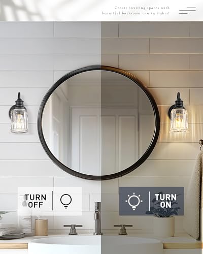 HWH Wall Sconces Set of 2, 1-Light Matte Black Bathroom Light Fixtures, Modern Single Vanity Light Wall Lamp with Bell-Shaped Clear Glass, 5HZG106B-2 BK - color: Black, size: 1-Light *2