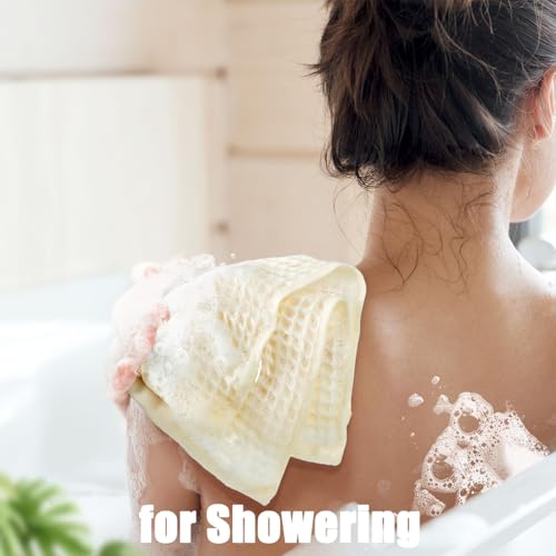 Cleanbear Cotton Washcloths 6 Pack, 13x13 Cream Waffle Weave Cozy Bathroom | Soft Absorbent Quick Dry Wash Cloths for Natural Home Farmhouse Bathroom Guest Room Everyday Care - color: Cream