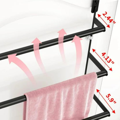 Over-the-Door 3-Tier Towel Rack with Hooks for Bathroom