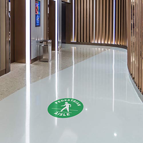 Pedestrian Aisle Floor Decals Green Anti-Slip Round Shape B Business Industrial Signs Stickers 17Inches Longer Side - size: 17inches Longer Side
