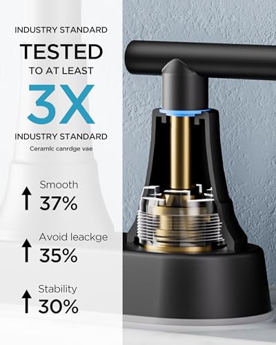 FORIOUS RV Bathroom Sink Faucet Matte Black, 4 In Cenerset Bathroom Faucet | 4 Inch Bathroom Faucet Black 2 Hole or 3 Hole, Black Faucet for Bathroom Sink Centerset with Pop-up Drain and Supply Lines - color: Black