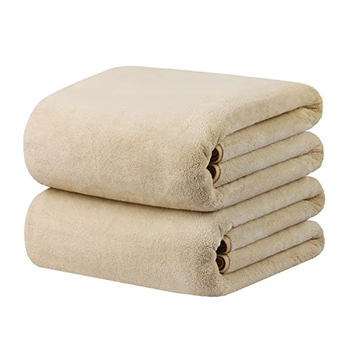 JML Bath Sheet Towel Set, 2 Pack, 35"x70", Camel | Microfiber - Super Soft, Absorbent, Oversized, Lint-Free for Hotel,Yoga, Sauna, SPA, Hair Wrap - color: Camel, size: 35 in x 70 in