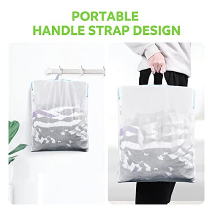 OTraki 2 Pack Large Mesh Laundry Bag with Handles 16x20 inch, White | Hanging Lingerie Bag Mesh Laundry Bags Delicates Hanging Laundry Washing Machine Zipper for Coat Sweater Sock Sheet - size: 16 x 20 inch