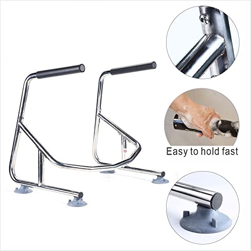 Elderly Assis Toilet Safety Rails, Heavy Duty Bathroom Grab Bar with Adjustable Support Leg, 32mm Thick Stainless Steel Frame for Seniors, Arthritis Sufferers, Injury Recovery, Fits Most Toilets
