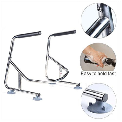 Elderly Assis Toilet Safety Rails, Heavy Duty Bathroom Grab Bar with Adjustable Support Leg, 32mm Thick Stainless Steel Frame for Seniors, Arthritis Sufferers, Injury Recovery, Fits Most Toilets