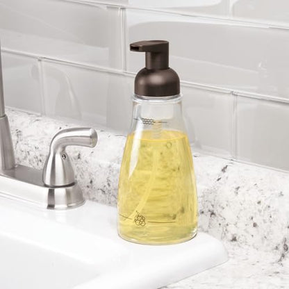iDesign Refillable Foaming Dispenser for Kitchen or Bathroom Vanity-Set of 2-Clear/Bronze soap Pump - color: Clear/Bronze, style: Pack of 2