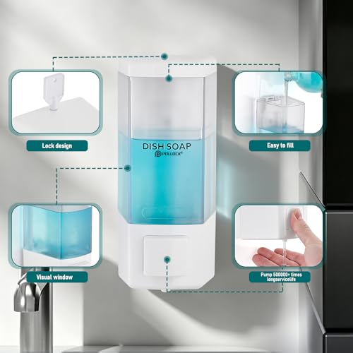 Pollock Shampoo and Conditioner Dispenser 1 Chamber * 500ML | Shower Soap Dispenser Wall Mounted, Body Wash Dispenser No Drill, Refillable Shower Dispenser for Bathroom - color: Blk-zt-53-w1