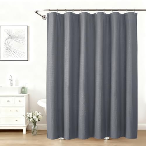 Aiyufeng Grey Shower Curtains for Bathroom，Dot Like Embossed Textured Waterproof Soft Polyester Cloth Shower Curtain，Hotel Spa Machine Washable，72Wx72L - color: Grey, size: 72"W x 72"L (Pack of 1)