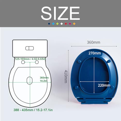 Soft Close Toilet Seat, Round Toilet Seat Cover, Quiet and Slow Close Toilet Lid and Seat, Quick Release, Easy to Install Also Easy to Clean, O-Shaped, PP,Royal Blue,36x41cm - color: Royal Blue