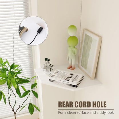 Floating Corner Wall Shelf, White MDF Display Shelf with Cable Management - color: White