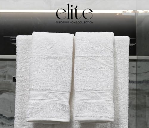 ELITE Emporium Home Collection 8-Piece Cotton Bath Towel Set - Ultra Soft, 550 GSM, Quick-Dry Towels - Bath Sheet, Bath Towels, Hand Towels, Washcloths, Bath Mat - Luxury Bathroom Towel Set (White) - color: White