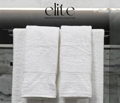 ELITE Emporium Home Collection 8-Piece Cotton Bath Towel Set - Ultra Soft, 550 GSM, Quick-Dry Towels - Bath Sheet, Bath Towels, Hand Towels, Washcloths, Bath Mat - Luxury Bathroom Towel Set (White) - color: White