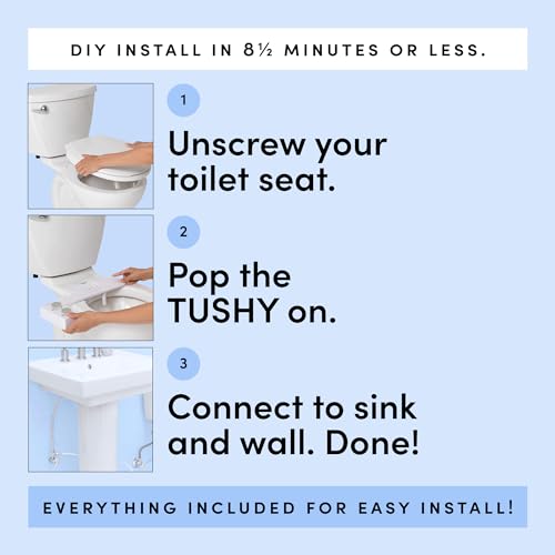 TUSHY Spa 3.0 Cool to Warm Water Bidet Attachment, Bamboo | Universal Fit, Easy Install, Self-Cleaning, Adjustable Pressure and Angle Control, Sink Access Required Within 6 Feet - color: White/Bamboo, style: Warm Water Optional