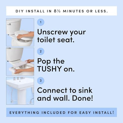 TUSHY Spa 3.0 Cool to Warm Water Bidet Attachment, Bamboo | Universal Fit, Easy Install, Self-Cleaning, Adjustable Pressure and Angle Control, Sink Access Required Within 6 Feet - color: White/Bamboo, style: Warm Water Optional