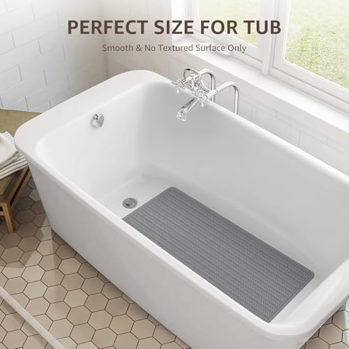 OTHWAY Bathtub Mat Non Slip, Extra Long Rubber Bath Mat for Tub, Machine Washable Shower Anti Slip Mat with 332 Strong Suction Cups (Grey, 36" x 17") - color: Grey, size: 36" x 17" (Rectangular)