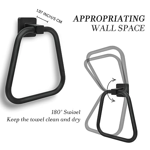 Towel Holder for Bathroom Wall Matte Black Towel Ring Stainless Steel Hand Towel Holder Heavy Duty Towel Hanger for Bath, Kitchen (Black) - color: Black