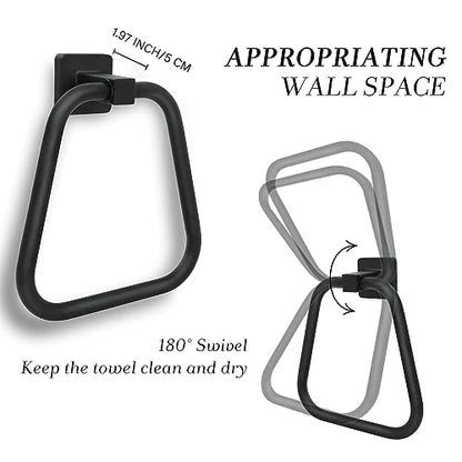 Towel Holder for Bathroom Wall Matte Black Towel Ring Stainless Steel Hand Towel Holder Heavy Duty Towel Hanger for Bath, Kitchen (Black) - color: Black