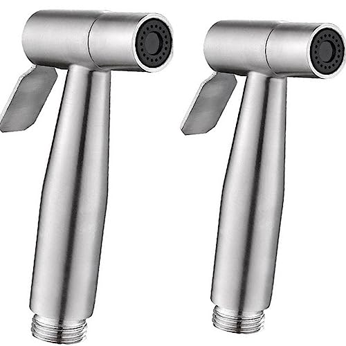 2 Pieces Bidet Toilet Sprayer Head Stainless Steel Handheld Sprayer for Cloth Diaper, Bathroom, Kitchen and Toilet Cleaning