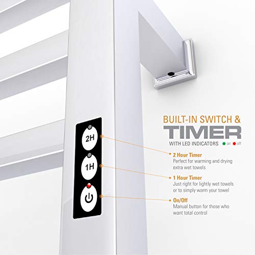 Brandon Basics Wall Mounted Electric Towel Warmer with Built-in 1 & 2 Hour Timer and Hardwired and Plug in Options (Brushed)