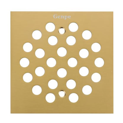 Square 4-1/4 Inch Screw-in Shower Drainer Cover Replacement Stainless Steel Floor Drain Grate with Screws Brushed Golden - color: Brushed Golden