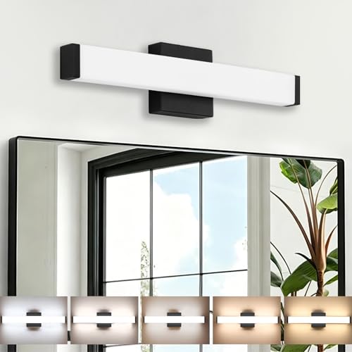 16" LED Bathroom Vanity Light, 10W 5CCT Dimmable, Brushed Black | Wall Bar Light, Rust & Moisture Resistant, Dimmable 2700K-5000K, Energy-saving, moisture-proof, Dresser Bathroom over Mirror - color: Matte Black, size: 16in 5CCT