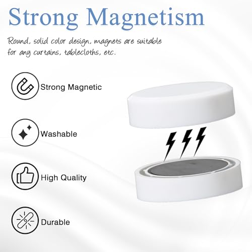 ZYNERY 18 Pcs Shower Magnets for Curtain Liner, Magnetic Shower Curtain Weights, Shower Curtain Magnets Weights, Shower Curtain Weights Bottom, Weights for Outdoor Curtains Flag Tablecloth （White） - color: White