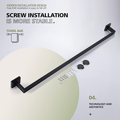 KOKOSIRI 36-Inch Single Towel Bar, Bathroom Kitchen Towel Holder, Wall Mounted SUS304 Stainless Steel Towel Rack, Matte Black, B4003BK-L36 - color: Matte Black, size: 36-Inch