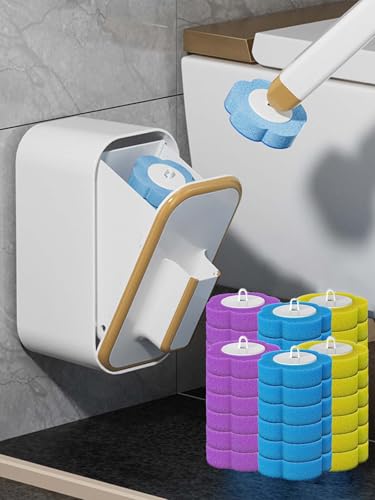 Disposable Toilet Brush with 36 Refills,Toilet Bowl Cleaner,Toilet Cleaning Supplies,Wall Mounted Toilet Wand Brush Kit with Holder for Bathroom Cleaning & Hygiene Bathtub Maintenance
