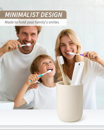 BosilunLife Ceramic Toothbrush Holder - 12oz Bathroom Toothbrush Holder Tooth Brush Holders Tumbler Cups Reusable Toothbrush Mouthwash Cup Small Toothbrush and Toothpaste Holder, Apricot - color: Apricot-cyl, size: cylinder