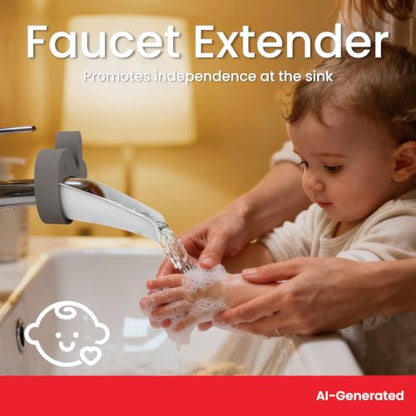 Faucet Extender for Toddlers, Gray, 2 Pack | Kitchen and Bathtub Sink, Universal Sink Handle Extenders, Fun Hand-Washing, For Babies, Toddlers and Kids