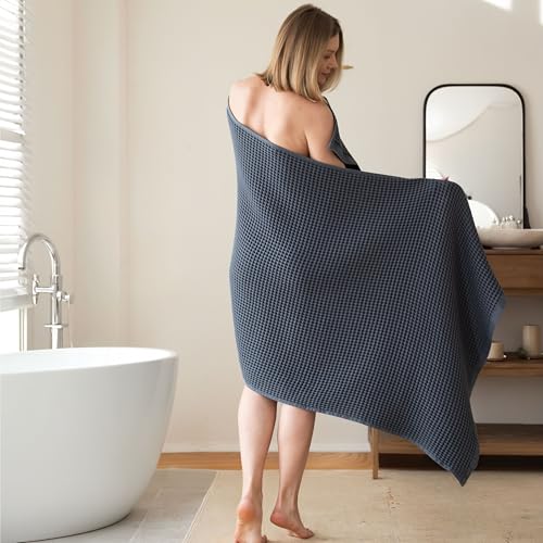 Premium Oversized Waffle Bath Towel Pack of 2 Extra Large 35x71 inch - 100% Turkish Cotton Waffle Weave Quick Dry Absorbent Lint Free Bath Sheet Towels (Anthracite, Set of 2 Bath Towels) - color: Anthracite, size: Set of 2 Bath Towels