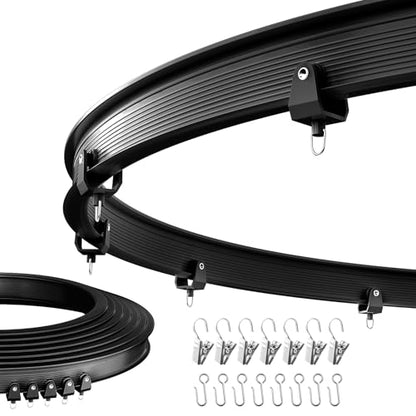 Flexible Ceiling Curtain Track Ceiling Mount, Curved Curtain Rod, Sliding Curtains Track, Room Divider, Shower Curtain Rod, Wall Divider, 16.4 FT/ 5 M, Black