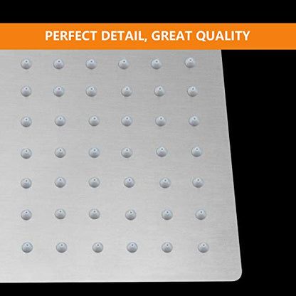Shower Head with Extension Arm, High Pressure Square with ShowerArm, Stainless Steel Rainfall-Waterfall Full Body Coverage (12'' Shower with 16'' Arm, Brushed Nickel) - color: Brushed Nickel, size: 12'' Shower with 16'' Arm