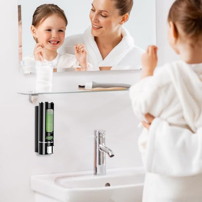 Wall Mounted Hand Soap Dispenser, 400ml Bathroom Shower Dispenser Gel Container Shower Pump Dispenser and Organizer for Bathroom Kitchen Hotel, Refillable Liquid Lotion Soap Dispenser, Black - color: Black