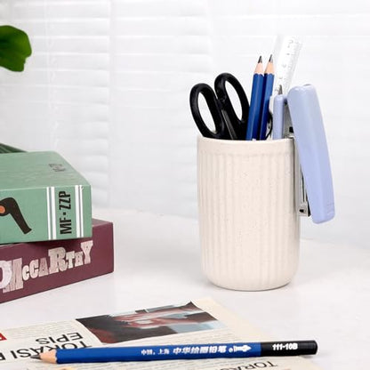 BosilunLife Ceramic Toothbrush Holder - 12oz Bathroom Toothbrush Holder Beige Tooth Brush Holders Tumbler Cups Reusable Toothbrush Mouthwash Cup Small Toothbrush and Toothpaste Holder - color: Beige-vsc, size: striped-cylinder