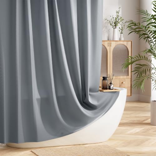Gray Waterproof Shower Curtain Liner 70x74 Inches - Thick Polyester Fabric with Weighted Bottom, Heavy Duty Bathroom Liner for Shower Stall or Tub, Machine Washable - color: Grey, size: 70"W x 74"L (Pack of 1)